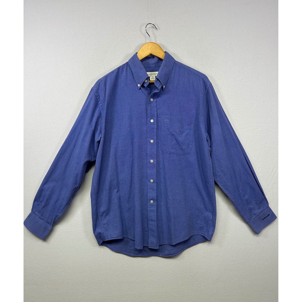 Business Casual Cutter & Buck Mens Medium Blue Button Down Long Sleeve Shirt